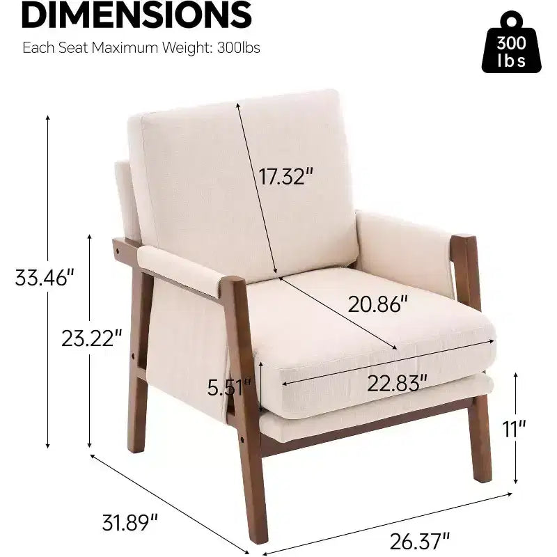 Akzentstuhl im Mid-Century-Modern-Stil mit Chenillebezug, Holz-Loungesessel mit Armlehnen, einzelner Sofasessel für Wohnzimmer und Schlafzimmer