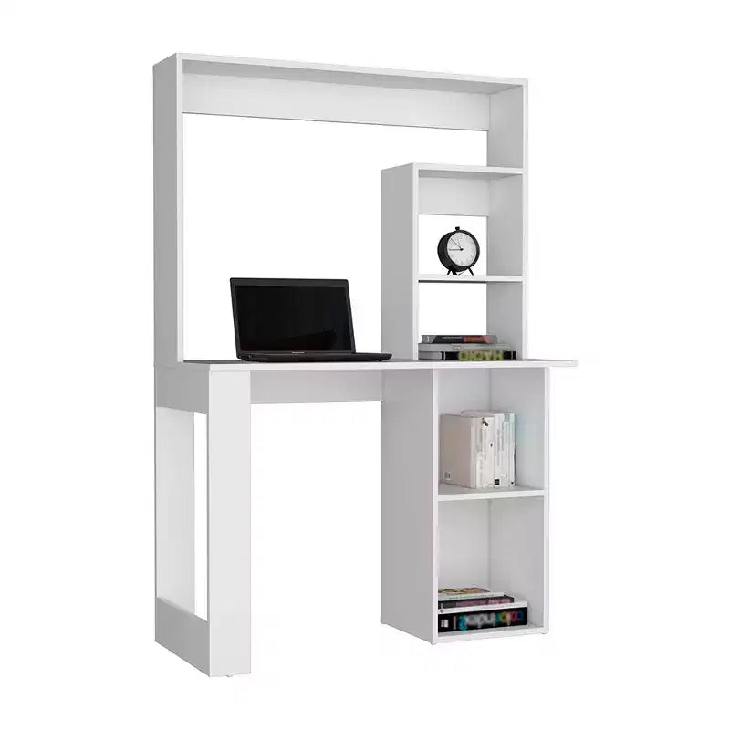 Schreibtisch 38.8, Schreibtisch mit Aufsatz und 5 Ablagefächern, großzügige Tischplatte, moderner Arbeitsplatz für Laptop, Büro, Schlafzimmer und Arbeitszimmer