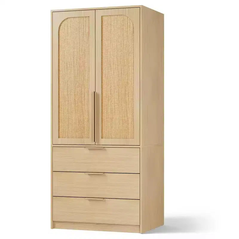 Kleiderschrank, 69.5 in, aus Holz, mit 3 Schubladen, Kleiderstange und 2 Türen, zur Kleideraufbewahrung im Schlafzimmer