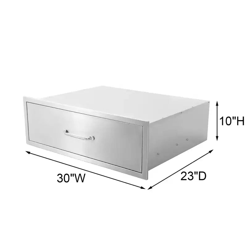 30x23x10 Outdoor-Küchenschublade, BBQ-Schublade aus Edelstahl mit flächenbündigem Einbau, Silber