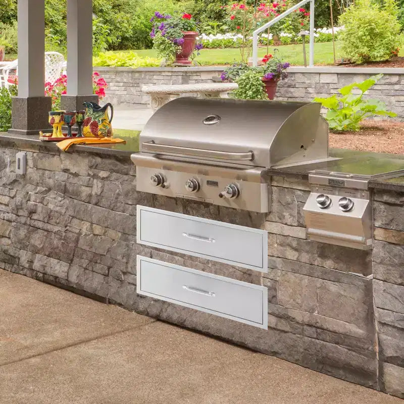 30x23x10 Outdoor-Küchenschublade, BBQ-Schublade aus Edelstahl mit flächenbündigem Einbau, Silber