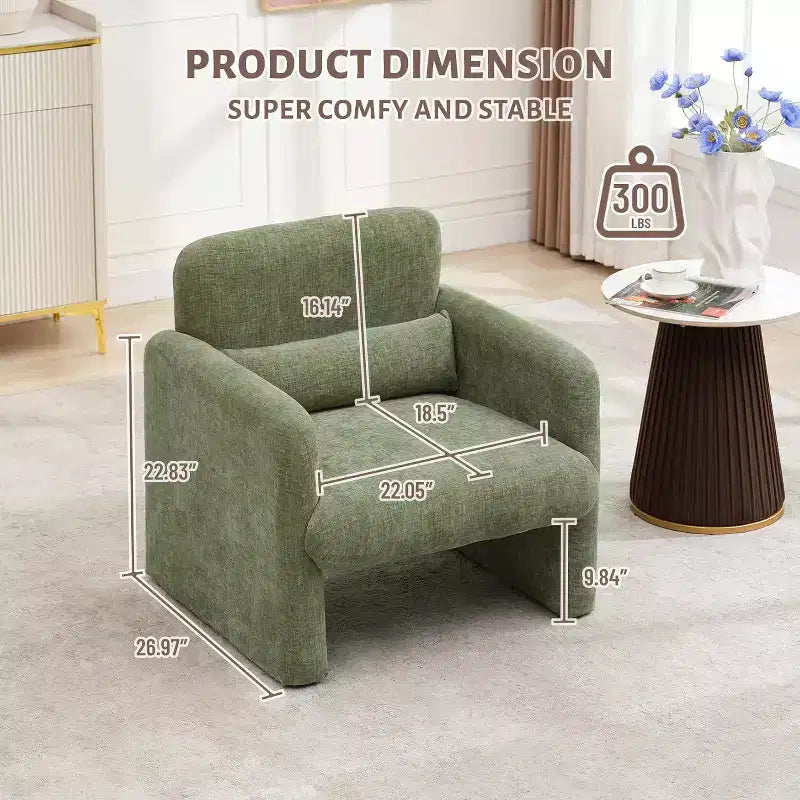 Sillón decorativo con brazos, silla moderna de chenilla para sala de estar, sillón tapizado de descanso, sofá individual para dormitorio, oficina o apartamento