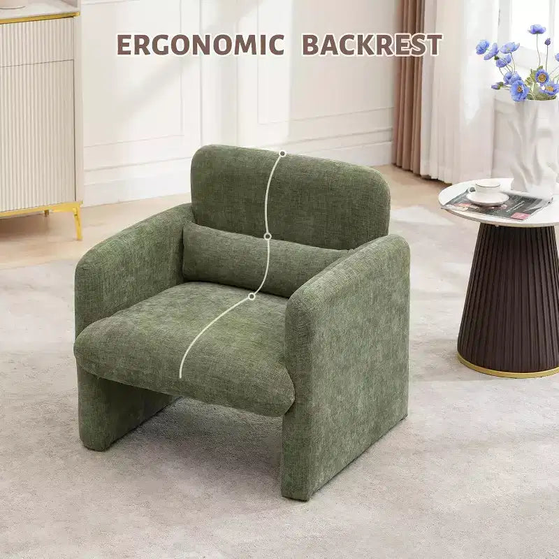 Sillón decorativo con brazos, silla moderna de chenilla para sala de estar, sillón tapizado de descanso, sofá individual para dormitorio, oficina o apartamento