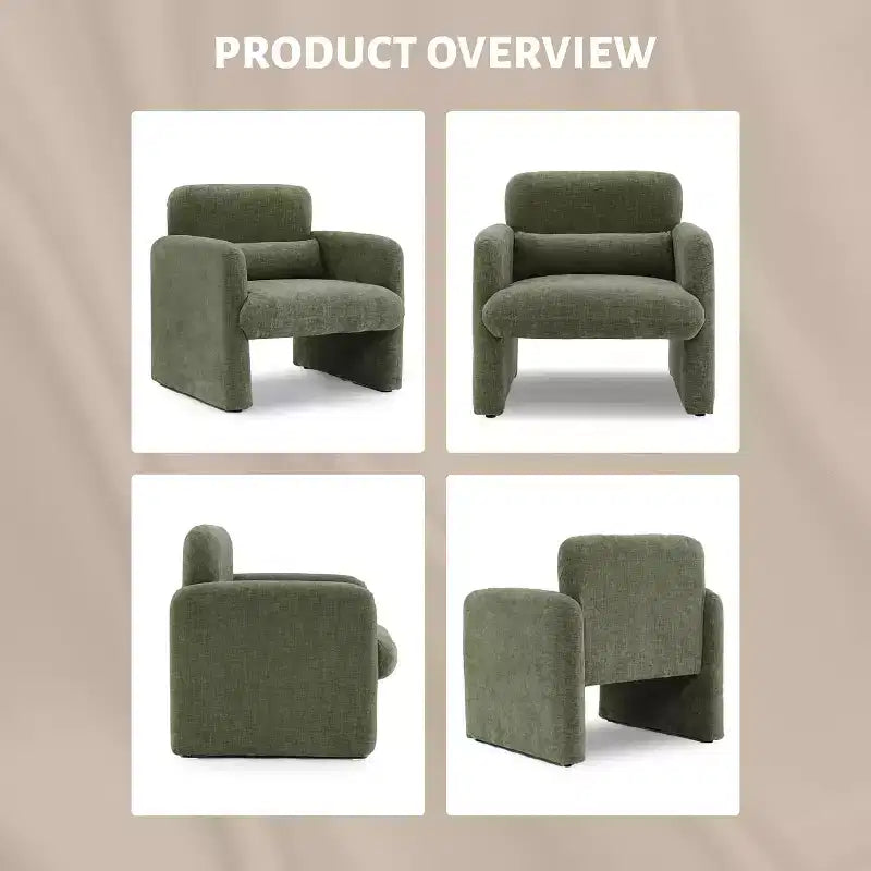 Sillón decorativo con brazos, silla moderna de chenilla para sala de estar, sillón tapizado de descanso, sofá individual para dormitorio, oficina o apartamento