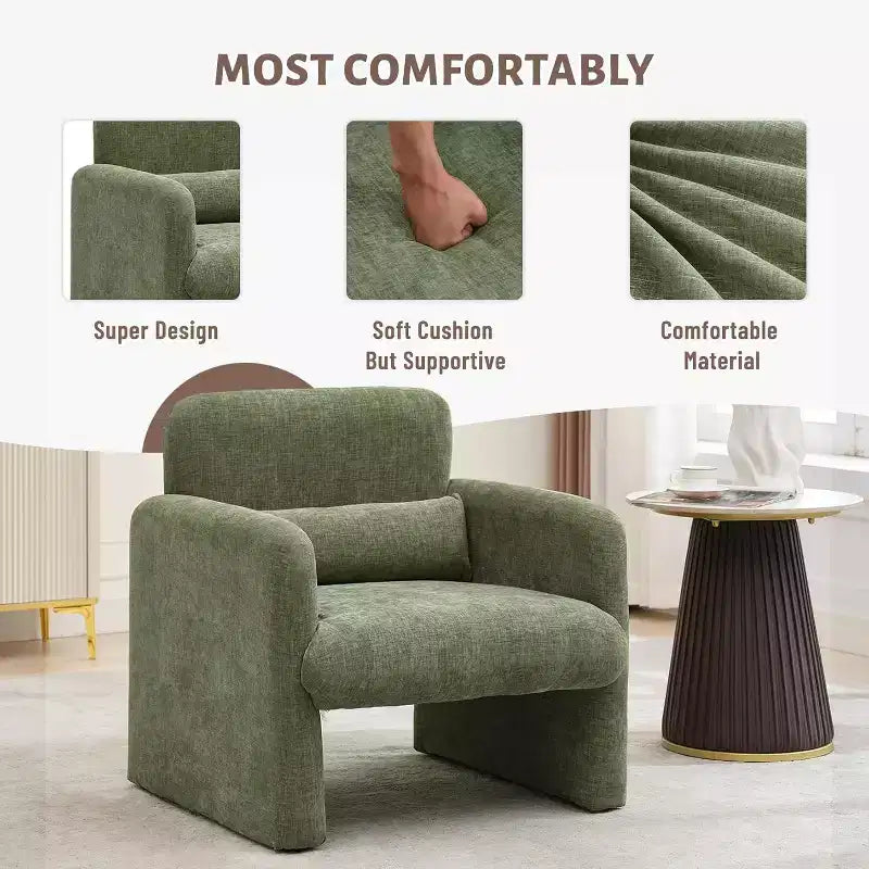 Akzentstuhl mit Armlehnen, moderner Wohnzimmerstuhl aus Chenille, gepolsterter Sessel, bequemer Einzelsessel für Schlafzimmer, Büro oder Wohnung