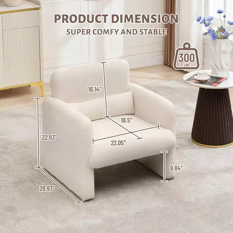 Akzentstuhl mit Armlehnen, moderner Wohnzimmerstuhl aus Chenille, gepolsterter Sessel, bequemer Einzelsessel für Schlafzimmer, Büro oder Wohnung