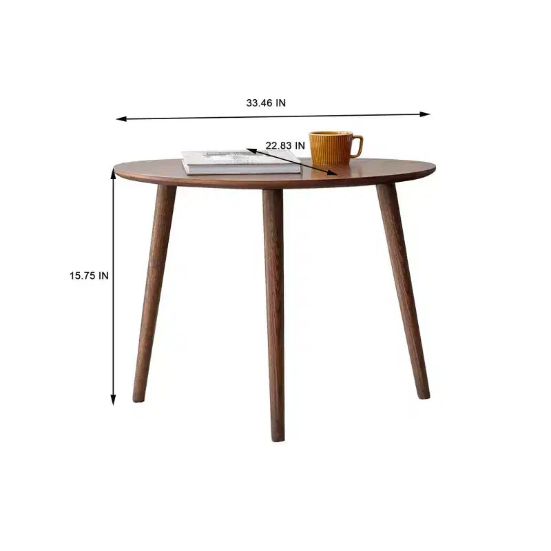 16 Beistelltisch aus massiver Eiche, niedriger Tisch in Kieselsteinform im Mid-Century-Modern-Stil, formaldehydfreier Tisch für Wohnzimmer/Büro (Walnuss)