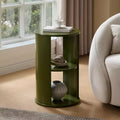 Kings Brand Furniture Evan Round Side Table with Open Storage Shelves, Contemporary Wood Accent Table for Living Room X