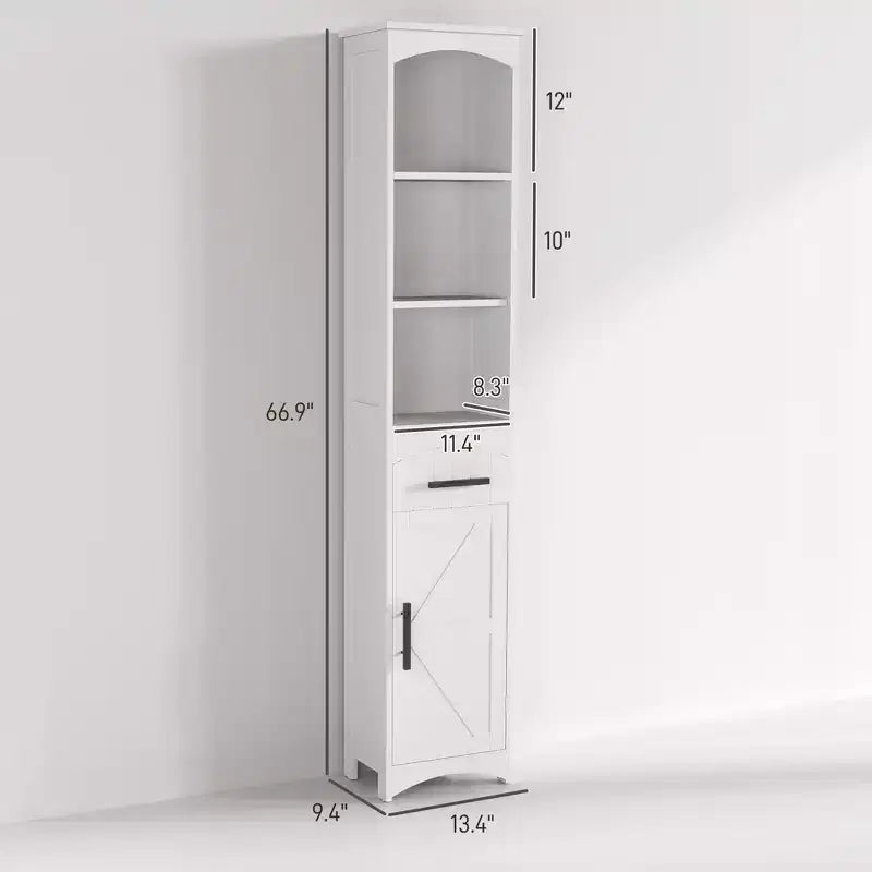 Armoire de rangement de salle de bain haute et étroite de style maison de campagne