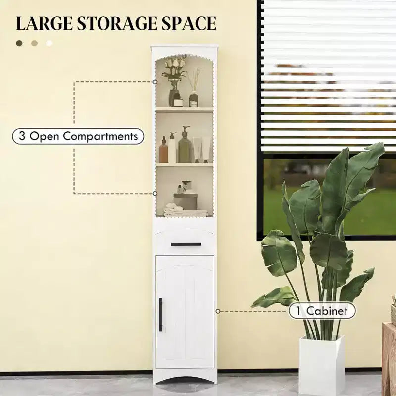 Armoire de rangement de salle de bain haute et étroite de style maison de campagne