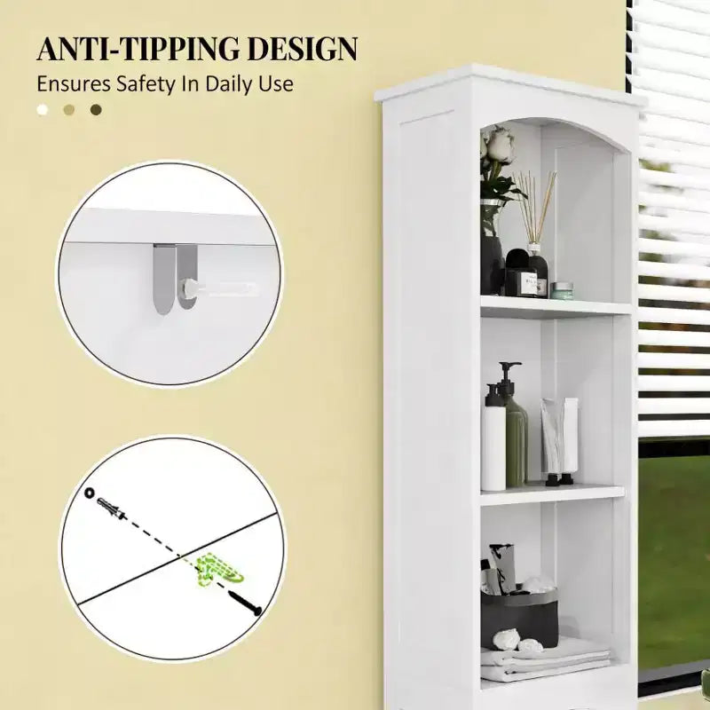 Armoire de rangement de salle de bain haute et étroite de style maison de campagne