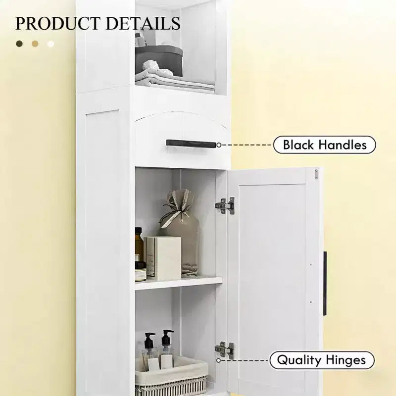 Armoire de rangement de salle de bain haute et étroite de style maison de campagne