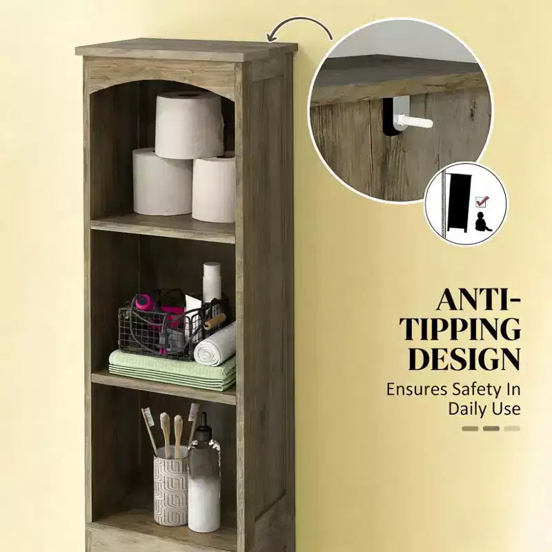 Armoire de rangement de salle de bain haute et étroite de style maison de campagne
