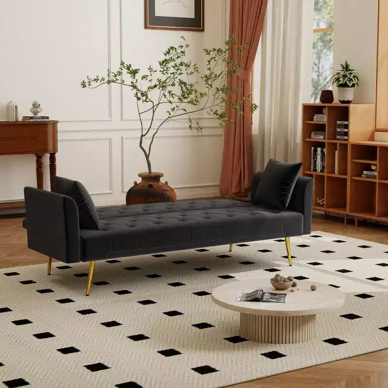 Moderner Schlafsessel aus Samt mit 3-fach verstellbarer Rückenlehne, umwandelbares Schlafsofa für kleine Wohnzimmer oder Gästezimmer