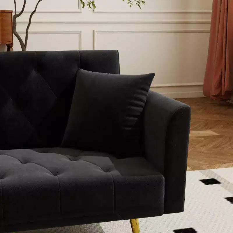 Moderner Schlafsessel aus Samt mit 3-fach verstellbarer Rückenlehne, umwandelbares Schlafsofa für kleine Wohnzimmer oder Gästezimmer