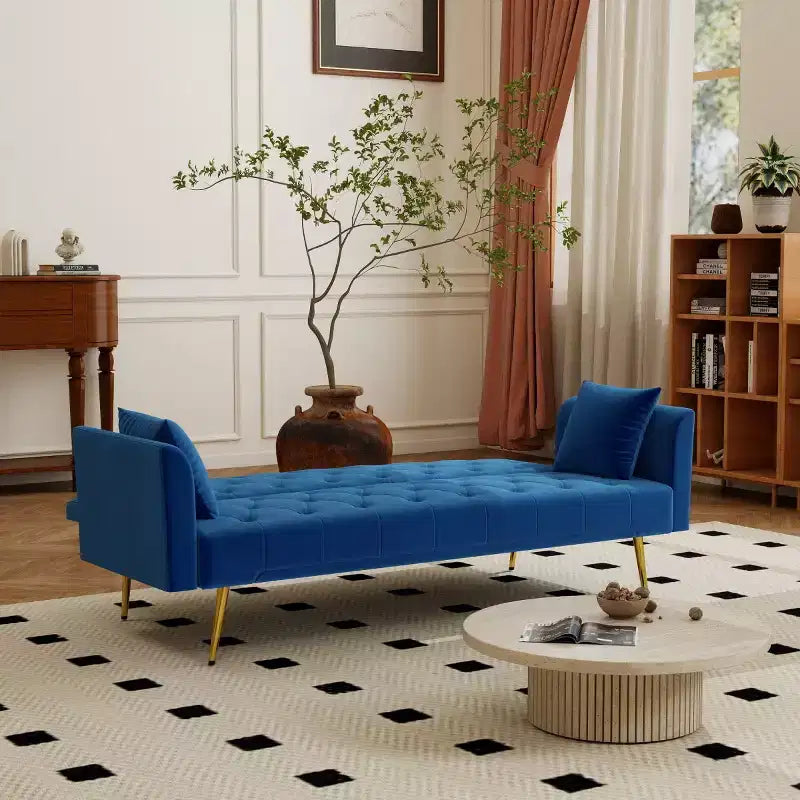 Moderner Schlafsessel aus Samt mit 3-fach verstellbarer Rückenlehne, umwandelbares Schlafsofa für kleine Wohnzimmer oder Gästezimmer