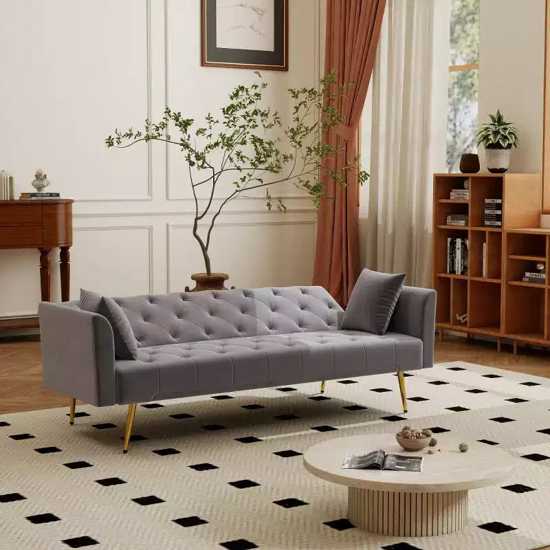 Moderner Schlafsessel aus Samt mit 3-fach verstellbarer Rückenlehne, umwandelbares Schlafsofa für kleine Wohnzimmer oder Gästezimmer