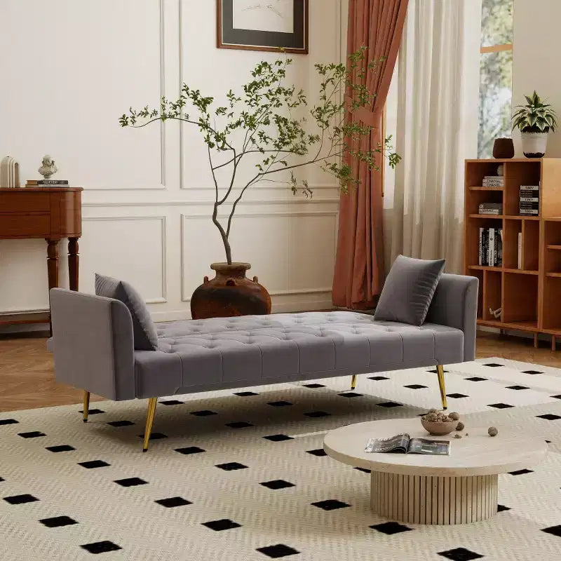 Moderner Schlafsessel aus Samt mit 3-fach verstellbarer Rückenlehne, umwandelbares Schlafsofa für kleine Wohnzimmer oder Gästezimmer