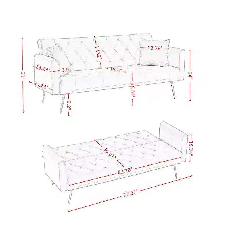 Moderner Schlafsessel aus Samt mit 3-fach verstellbarer Rückenlehne, umwandelbares Schlafsofa für kleine Wohnzimmer oder Gästezimmer