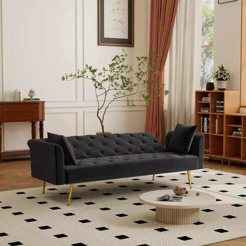 Moderner Schlafsessel aus Samt mit 3-fach verstellbarer Rückenlehne, umwandelbares Schlafsofa für kleine Wohnzimmer oder Gästezimmer