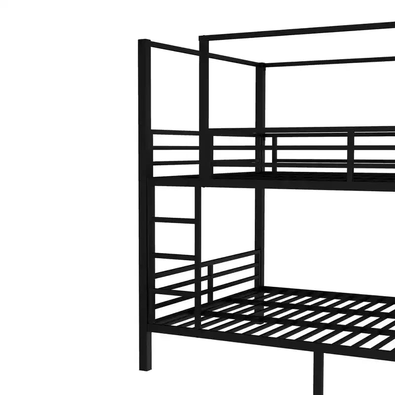 Etagenbett aus Metall für vier PersonenEtagenbett aus Metall für vier Personen mit integrierten Ablagefächern und KleiderschrankStabiler Metallrahmen mit geräuschreduziertem Design