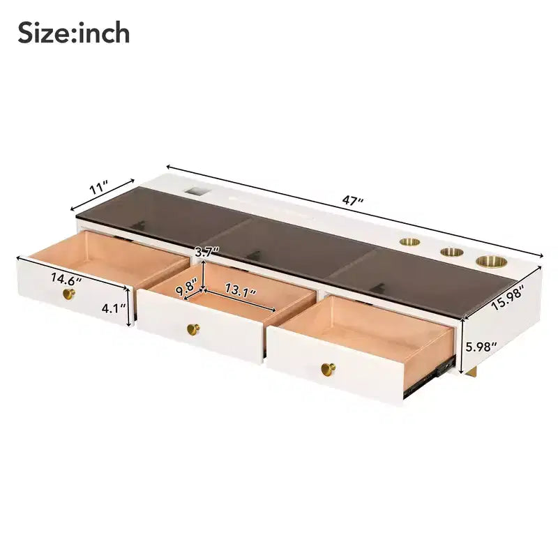 Estante flotante de 47 pulgadas con cajón, tocador multifuncional de pared, escritorio de pared, ideal para dormitorios, beige claro