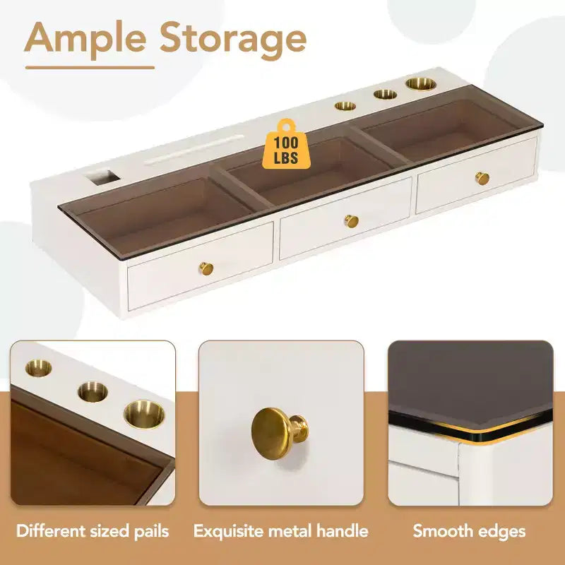 Estante flotante de 47 pulgadas con cajón, tocador multifuncional de pared, escritorio de pared, ideal para dormitorios, beige claro