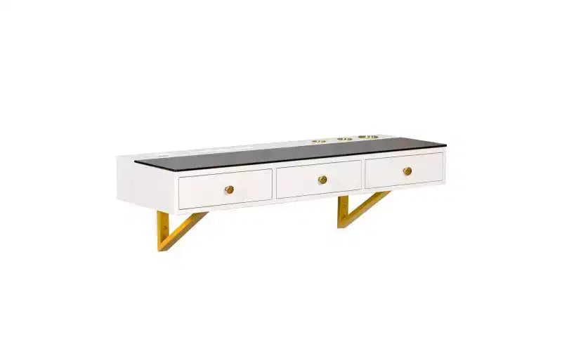 Estante flotante de 47 pulgadas con cajón, tocador multifuncional de pared, escritorio de pared, ideal para dormitorios, beige claro